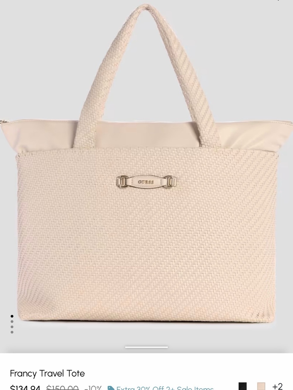 GUESS Cream Woven Francy Tote